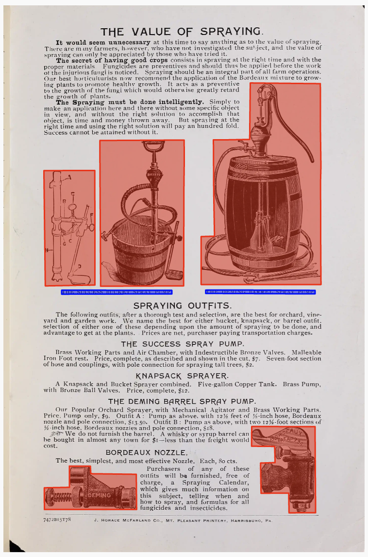 Same page with polygon overlays linking each figure to its caption